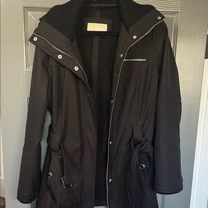 Michael Kors Dark Brown Quilted Trench Coat with Belt